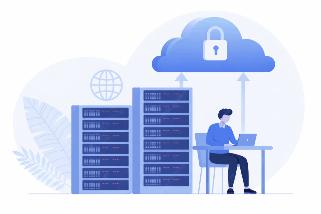 Neteronhost cloud hosting infrastructure — interconnected network nodes powered by NVMe SSD, 30+ CDN edge locations, and auto-scaling technology