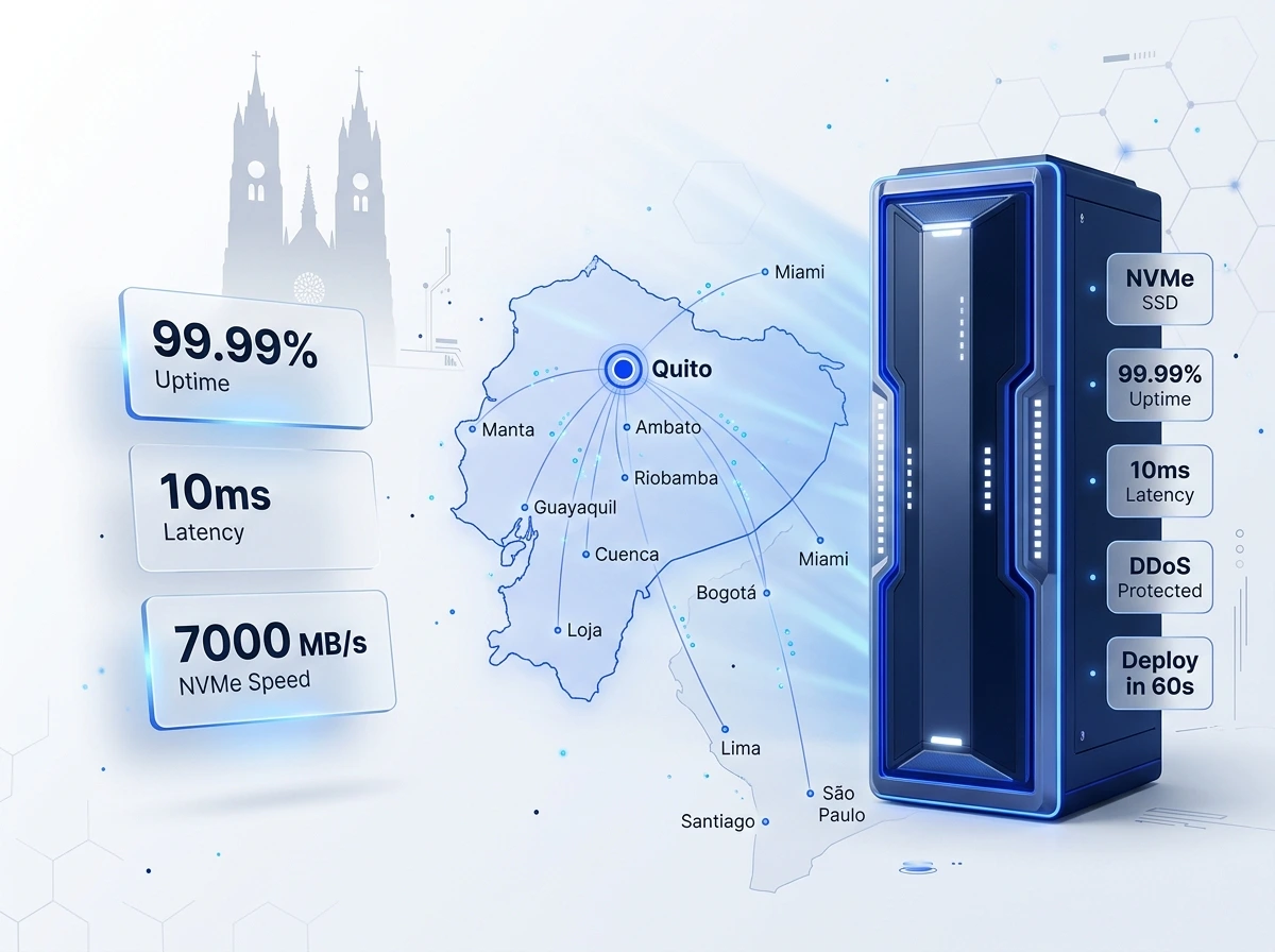 Ecuador VPS hosting for Quito and Guayaquil with NVMe SSD servers