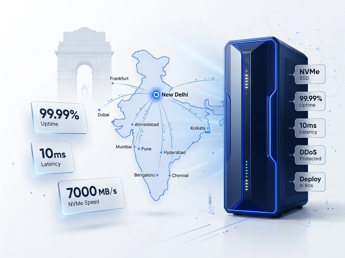 India VPS hosting in Mumbai with NVMe SSD servers